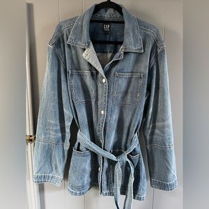 Long blazer style denim jacket